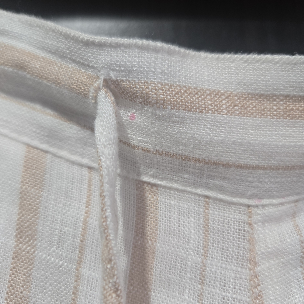 Dex Cream Tan Tie-Waist Linen Blend Pants with Subtle Stripes Size Medium - Picture 5 of 9